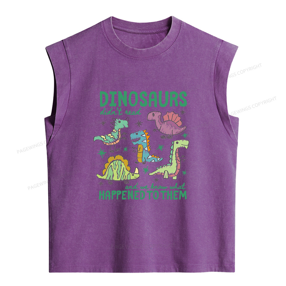Pagewings Dinosaurs Didn’t Read Women's Washed Tank Top