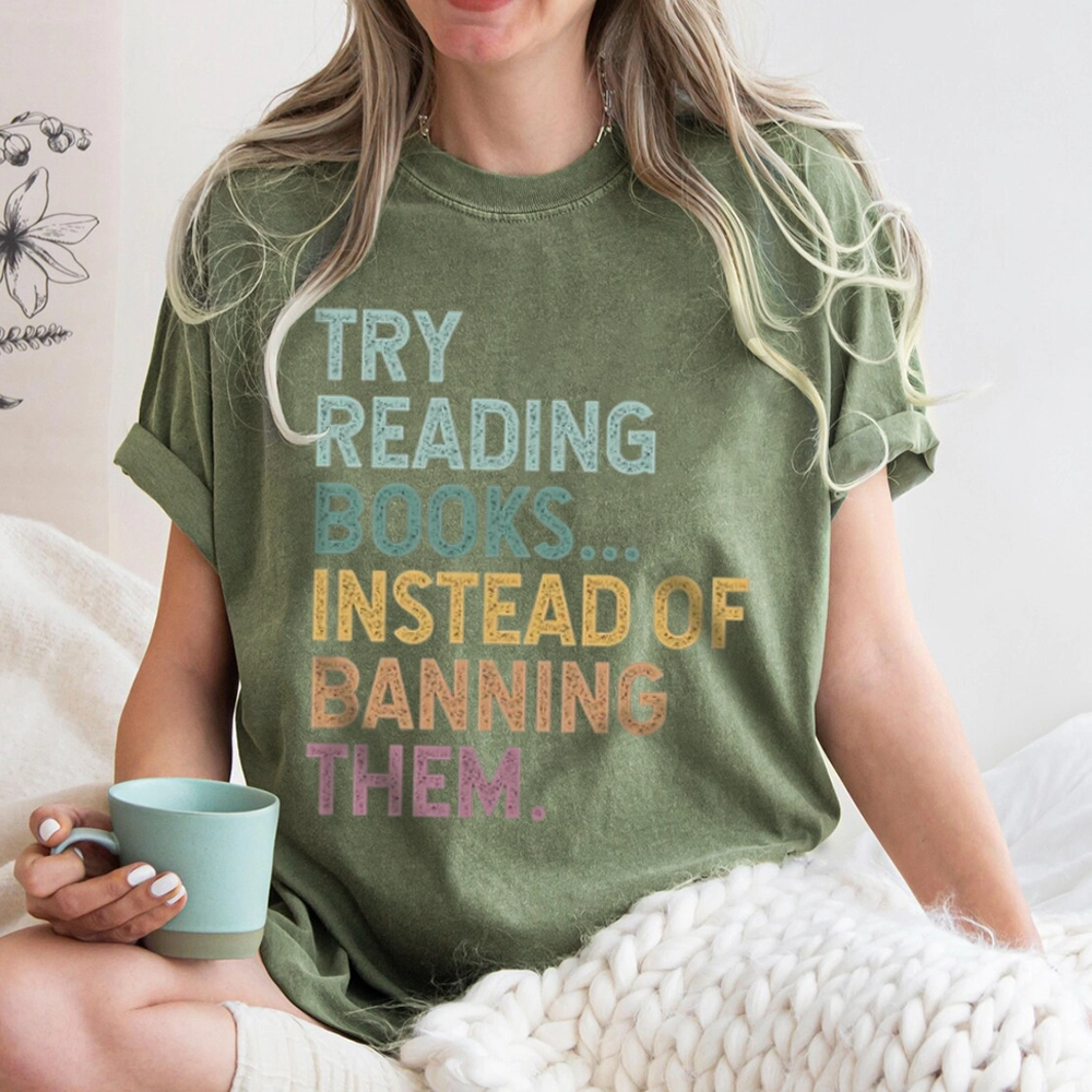 Pagewings Try Reading Books Unisex Washed T-shirt