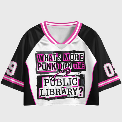 Pagewings More Punk Than The Public Library Women's Cropped Jersey