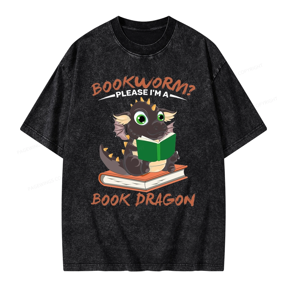 Pagewings Book Dragon Unisex Washed T-shirt