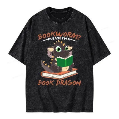 Pagewings Book Dragon Unisex Washed T-shirt
