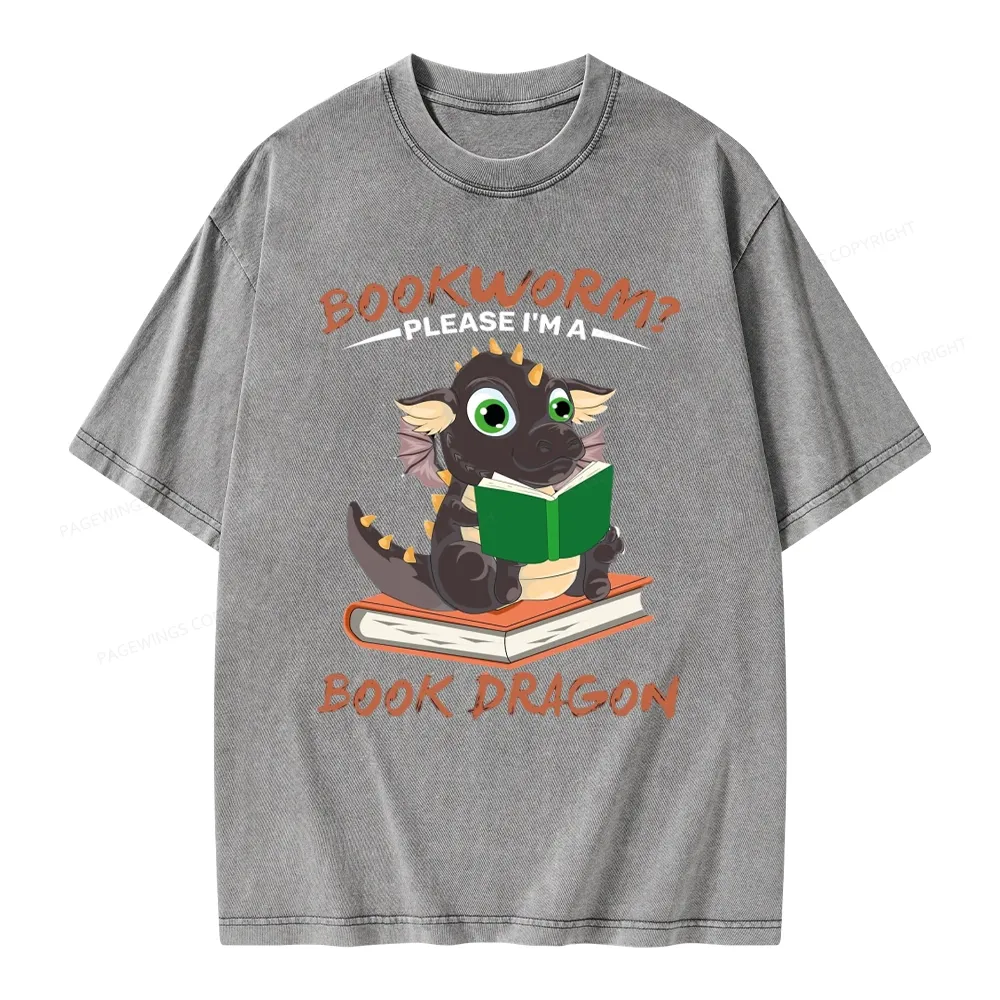 Pagewings Book Dragon Unisex Washed T-shirt