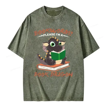 Pagewings Book Dragon Unisex Washed T-shirt