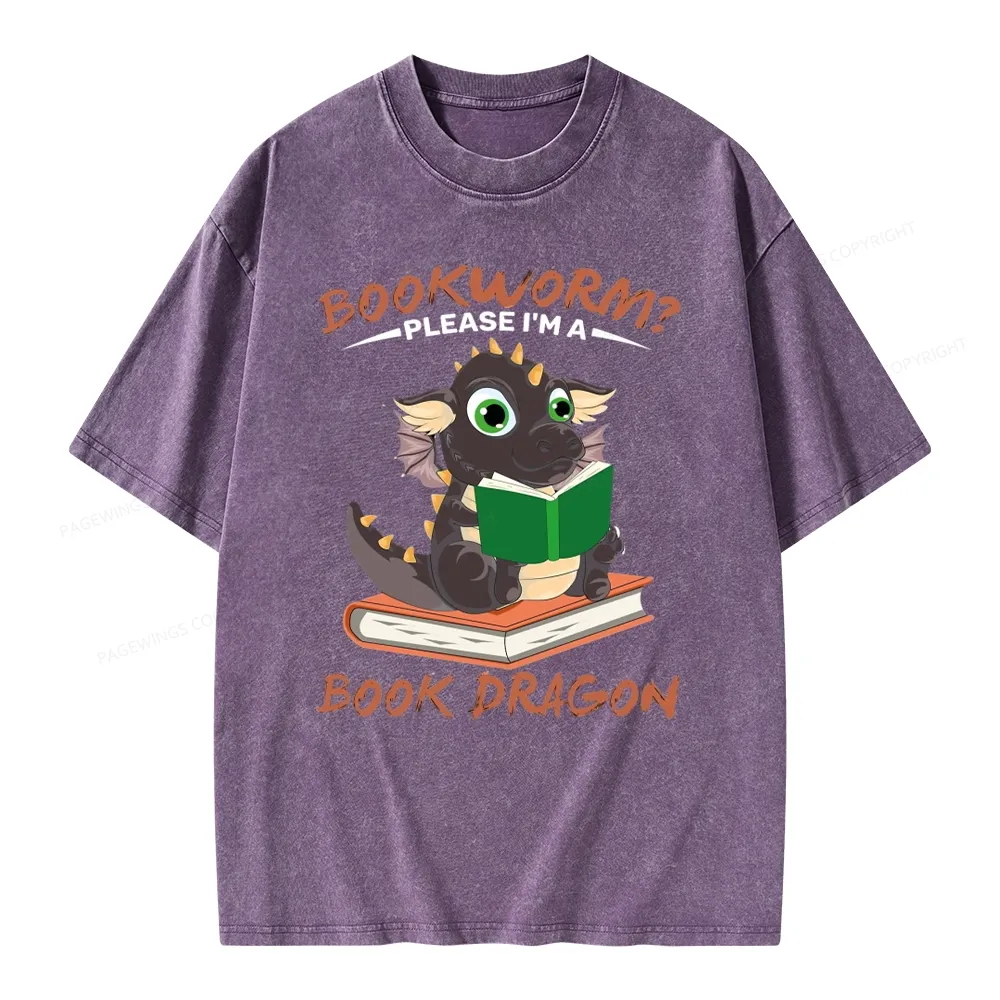 Pagewings Book Dragon Unisex Washed T-shirt