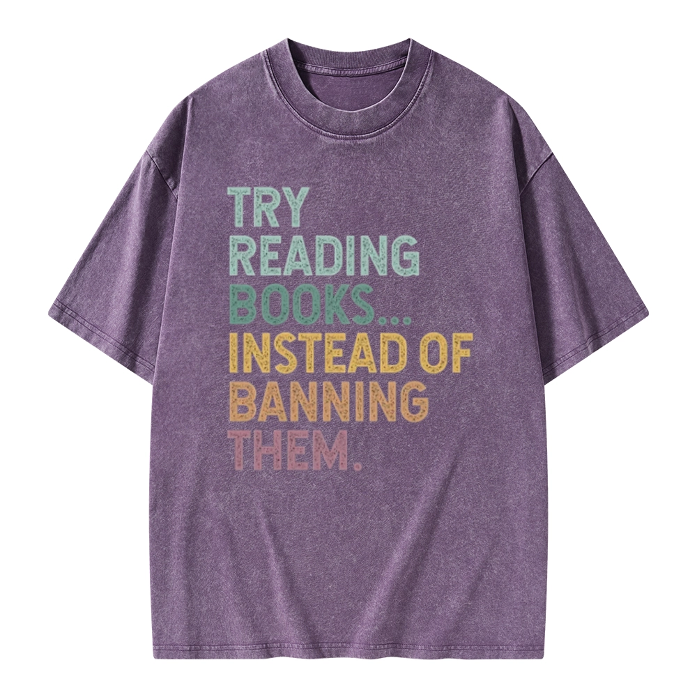 Pagewings Try Reading Books Unisex Washed T-shirt