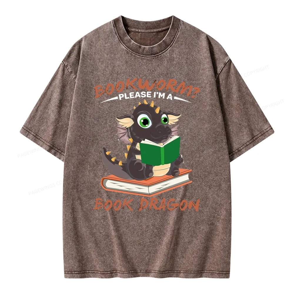 Pagewings Book Dragon Unisex Washed T-shirt