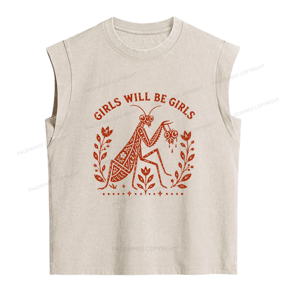 Pagewings Girls Will Be Girls Women's Washed Tank Top
