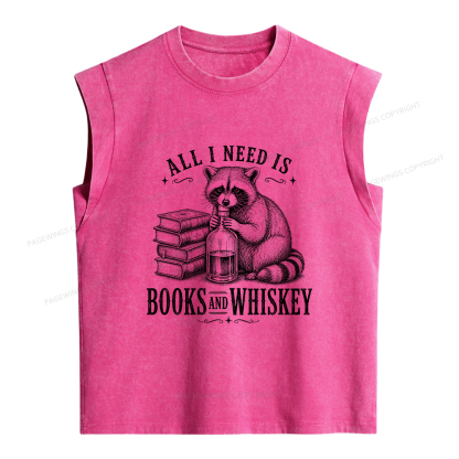 Pagewings All I Need Is Books And Whiskey Women's Washed Tank Top