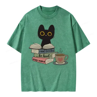 Pagewings Read Books Be Kind Stay Weird Unisex Washed T-shirt