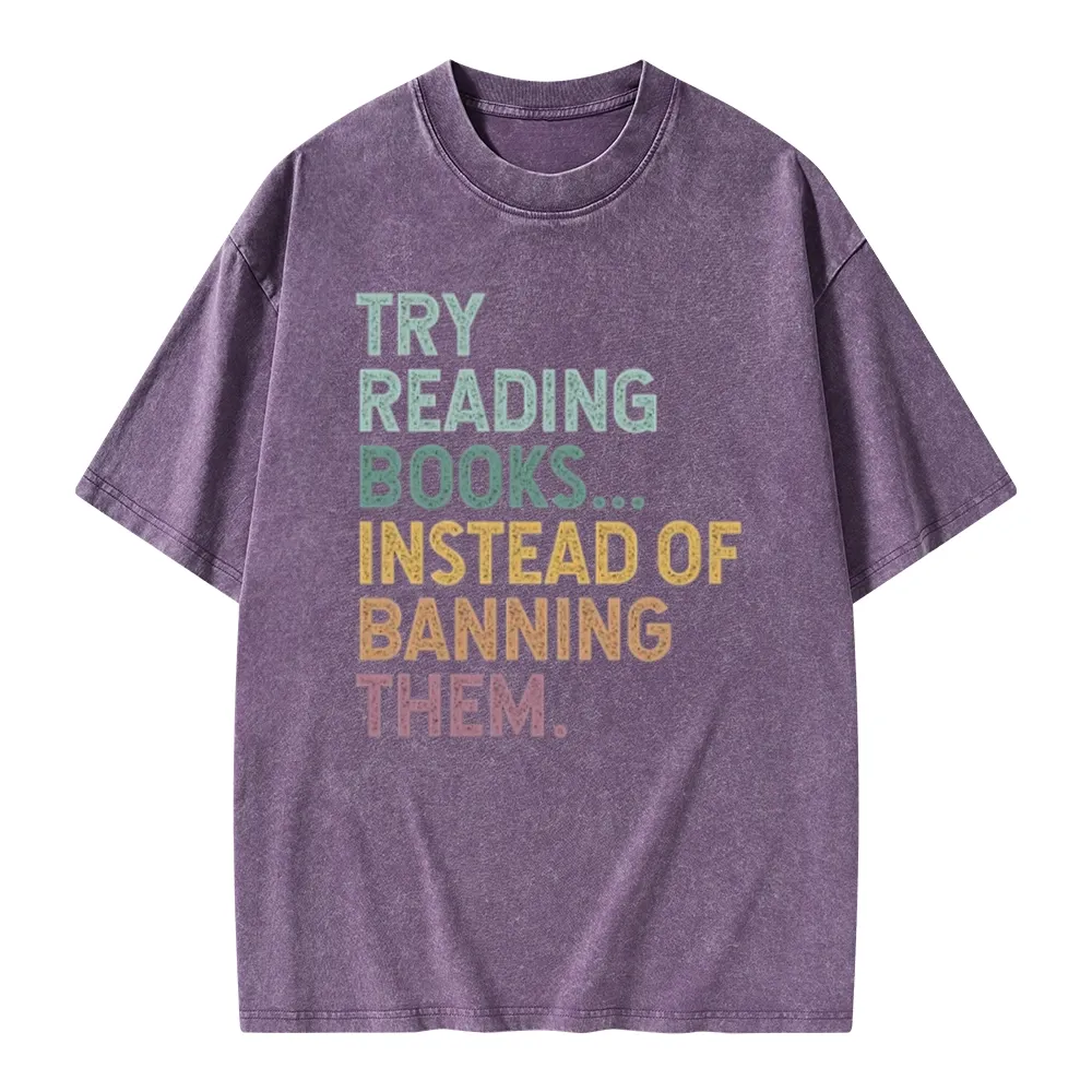 Pagewings Try Reading Books Unisex Washed T-shirt