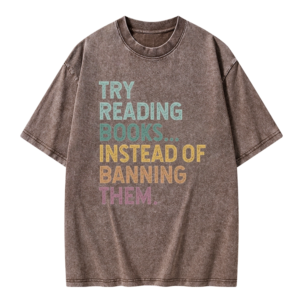 Pagewings Try Reading Books Unisex Washed T-shirt