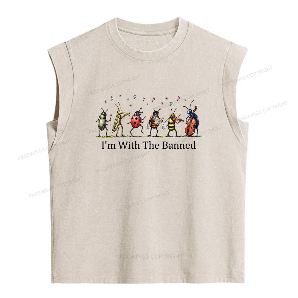 Pagewings I'm With The Banned Women's Washed Tank Top
