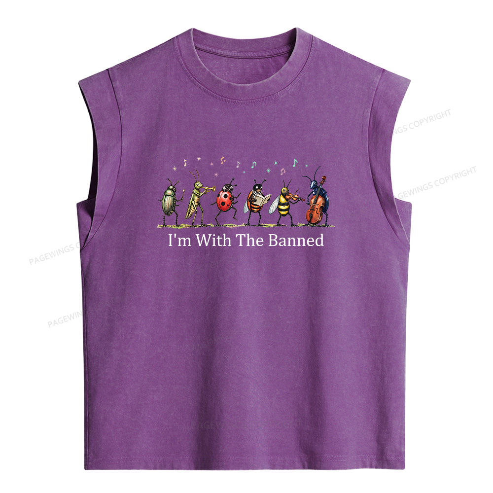 Pagewings I'm With The Banned Women's Washed Tank Top