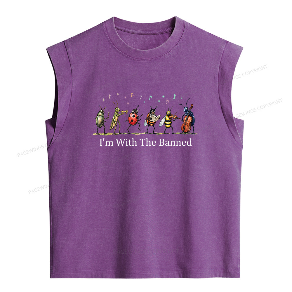 Pagewings I'm With The Banned Women's Washed Tank Top