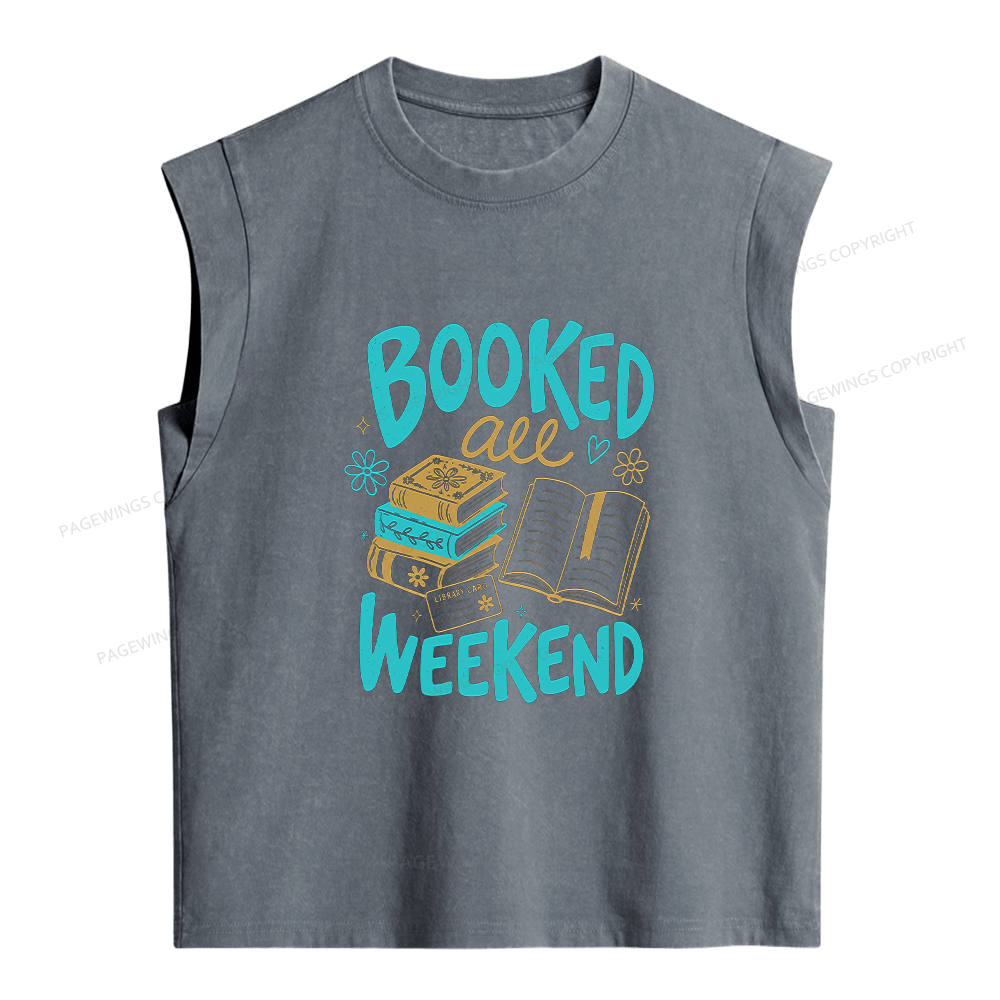 Pagewings Booked All Weekend  Women's Washed Tank Top