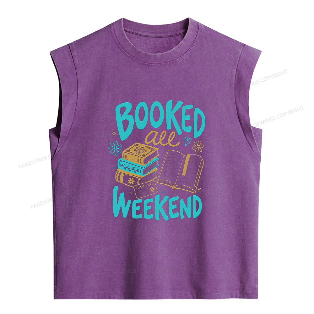 Pagewings Booked All Weekend  Women's Washed Tank Top