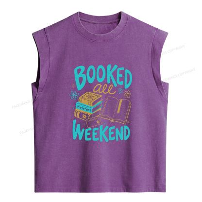 Pagewings Booked All Weekend  Women's Washed Tank Top