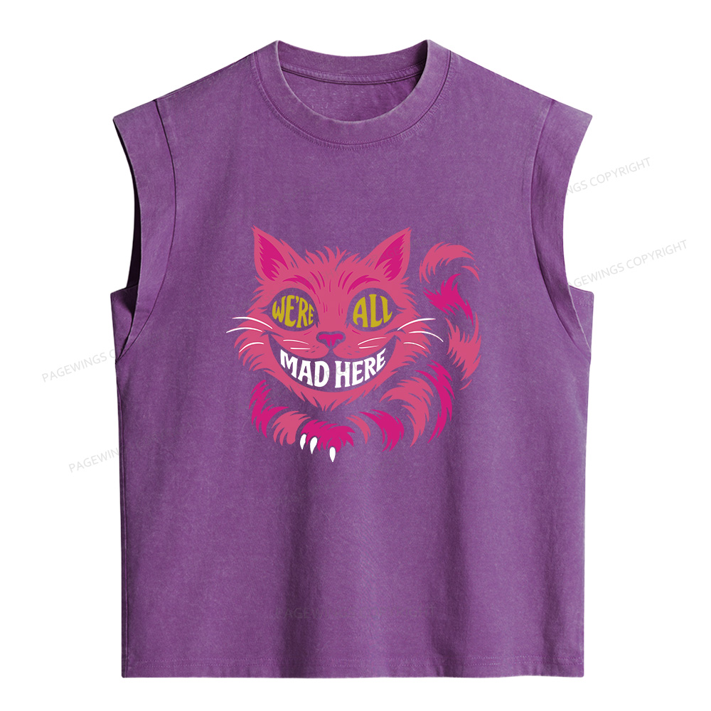 Pagewings We're All Mad Here Women's Washed Tank Top