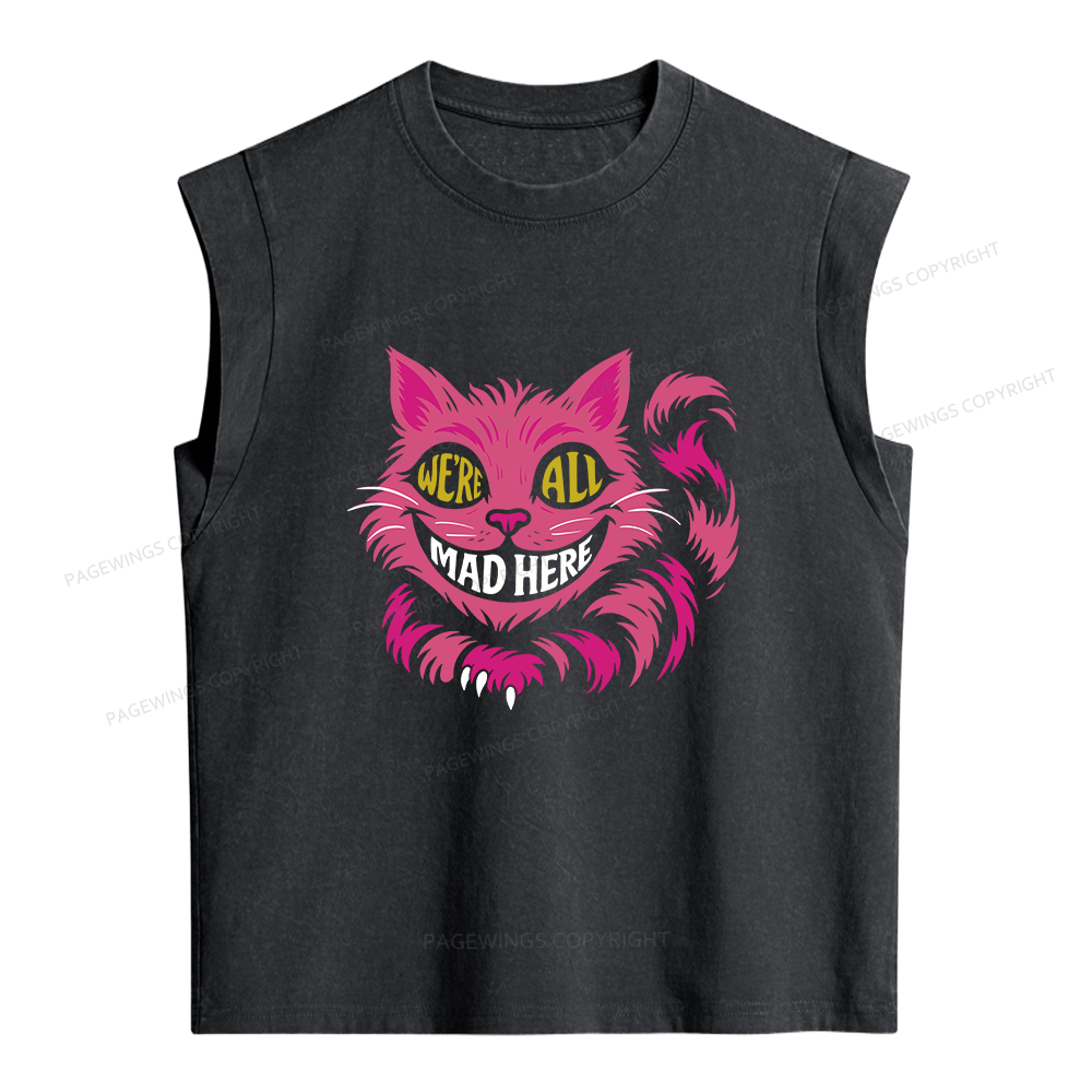 Pagewings We're All Mad Here Women's Washed Tank Top