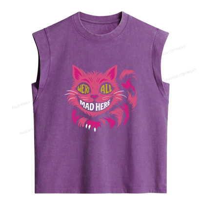 Pagewings We're All Mad Here Women's Washed Tank Top