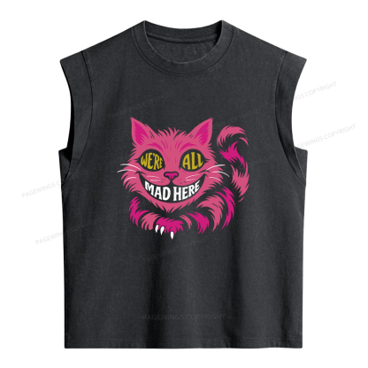 Pagewings We're All Mad Here Women's Washed Tank Top