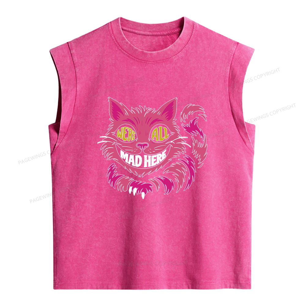 Pagewings We're All Mad Here Women's Washed Tank Top