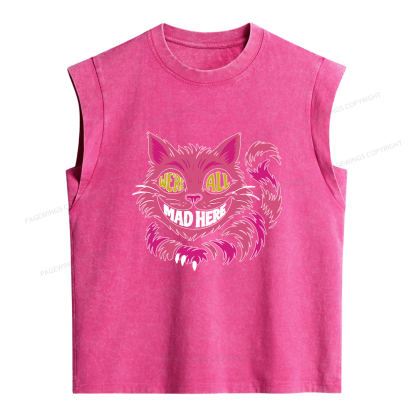 Pagewings We're All Mad Here Women's Washed Tank Top
