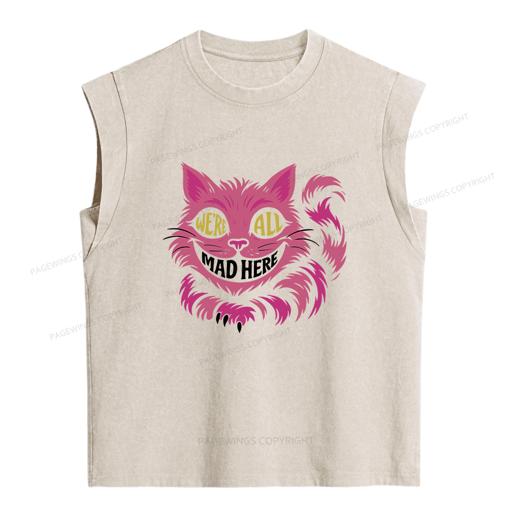 Pagewings We're All Mad Here Women's Washed Tank Top