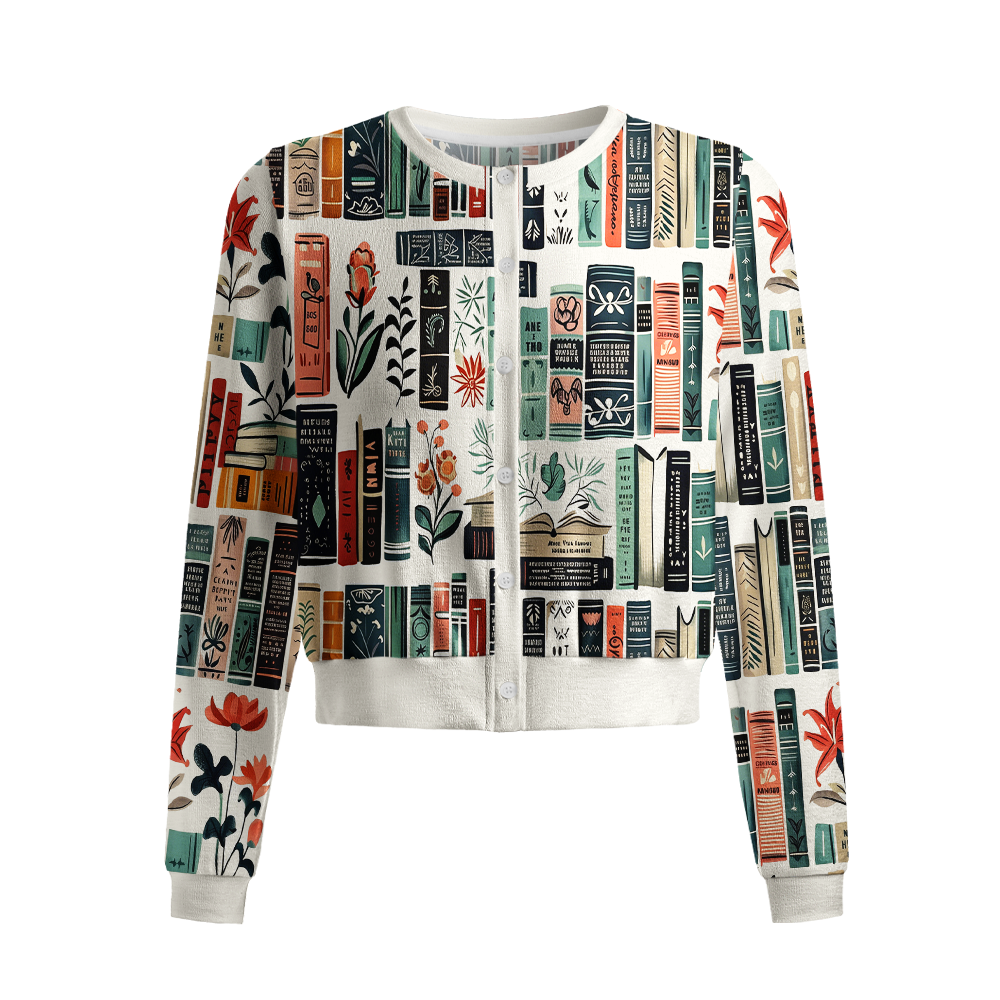 Pagewings Bookish Vibe Crew Neck Cardigan Sweaters