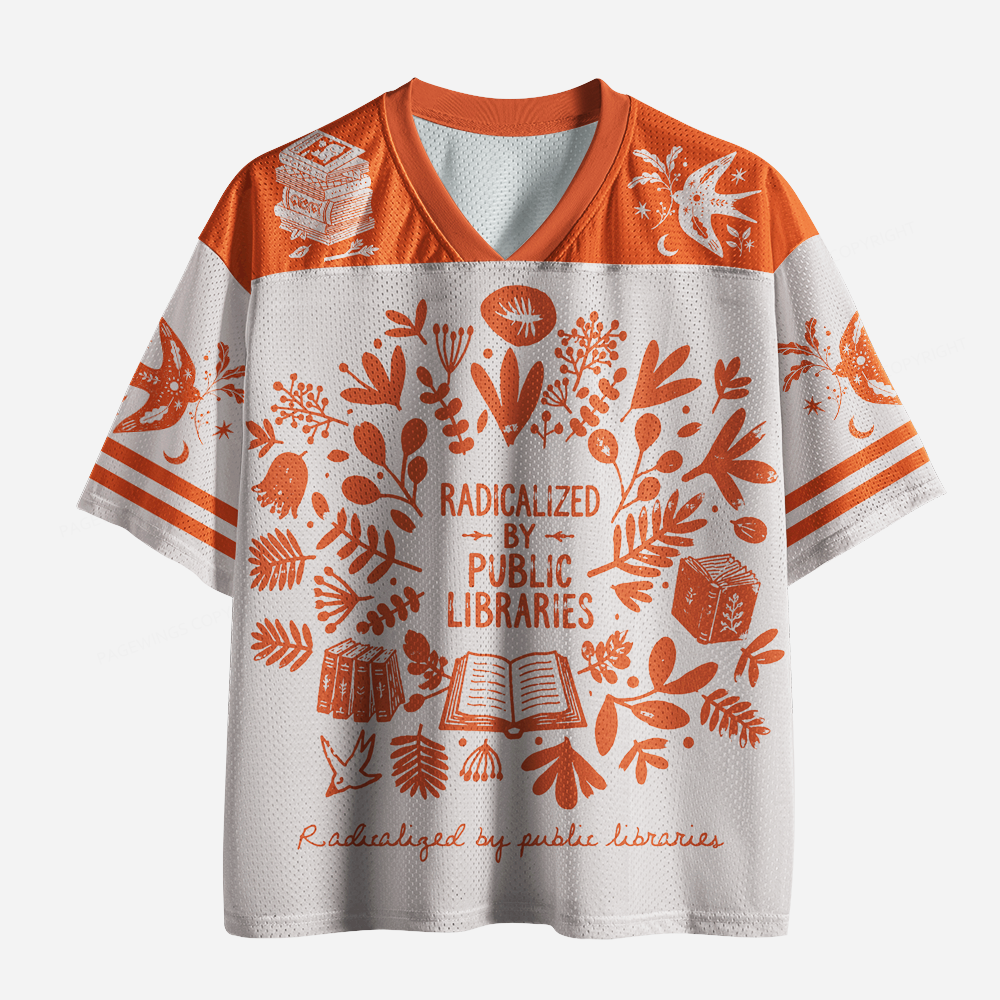 Pagewings Radicalized By Public Libraries Unisex Mesh Jersey
