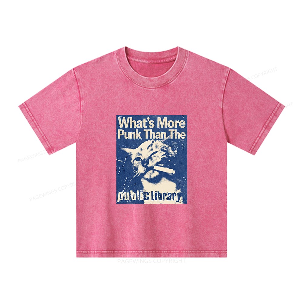 Pagewings What's More Punk Than The Public Library Unisex Kids Washed T-shirt