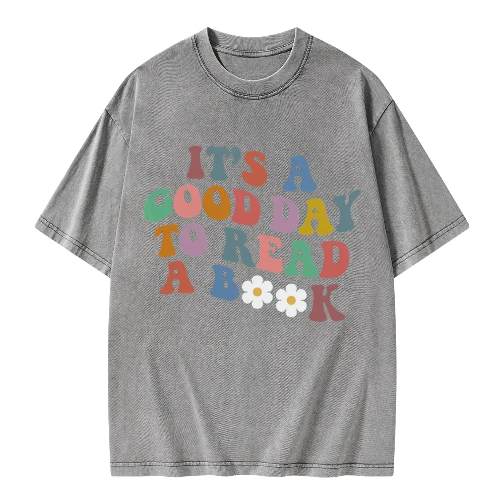 Pagewings It's A Good Day To Read A Book Unisex Washed T-shirt