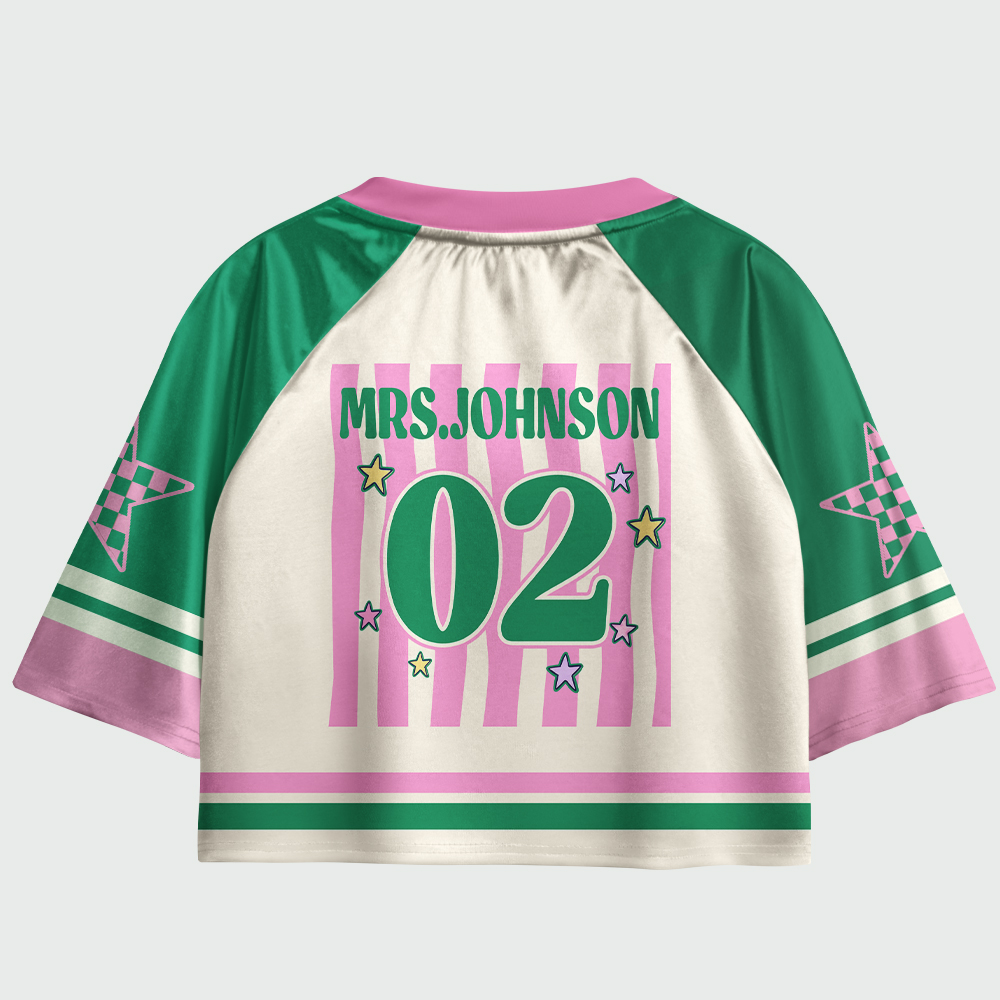Pagewings Personalized Name Kindergarten Women's Cropped Jersey