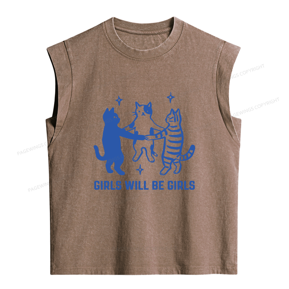 Pagewings Girls Will Be Girls Women's Washed Tank Top