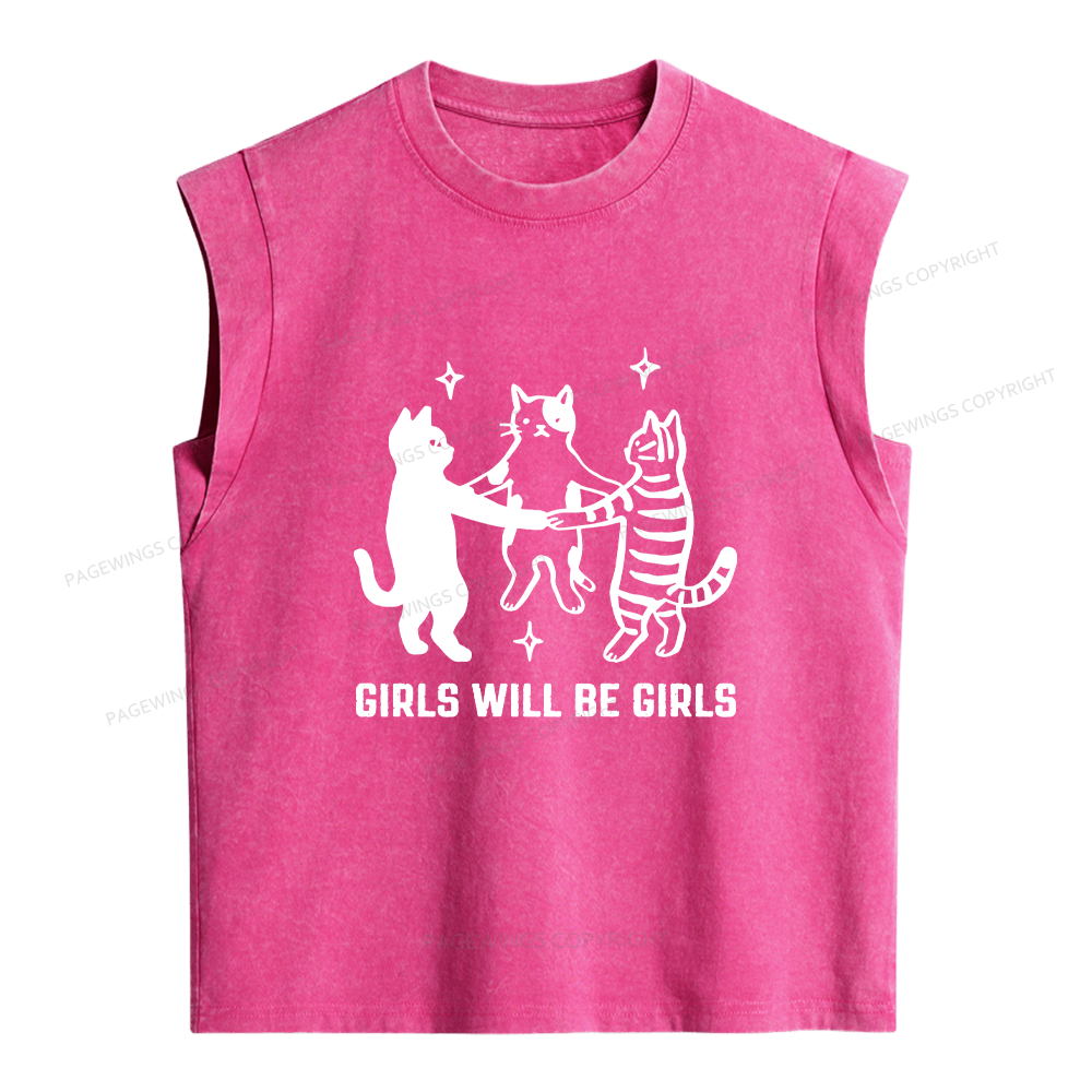 Pagewings Girls Will Be Girls Women's Washed Tank Top