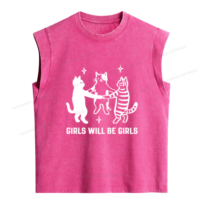 Pagewings Girls Will Be Girls Women's Washed Tank Top