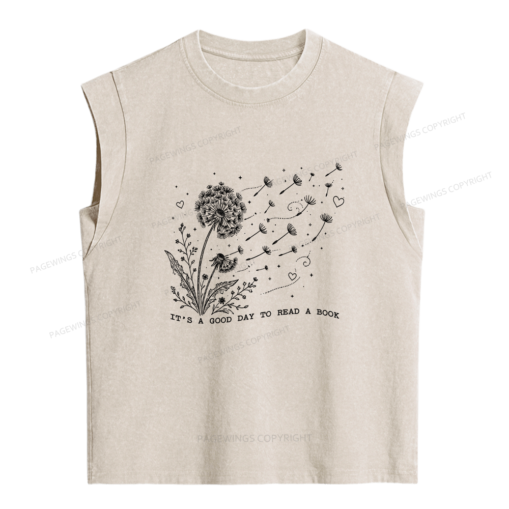 Pagewings It’s a Good Day to Read a Book Women's Washed Tank Top