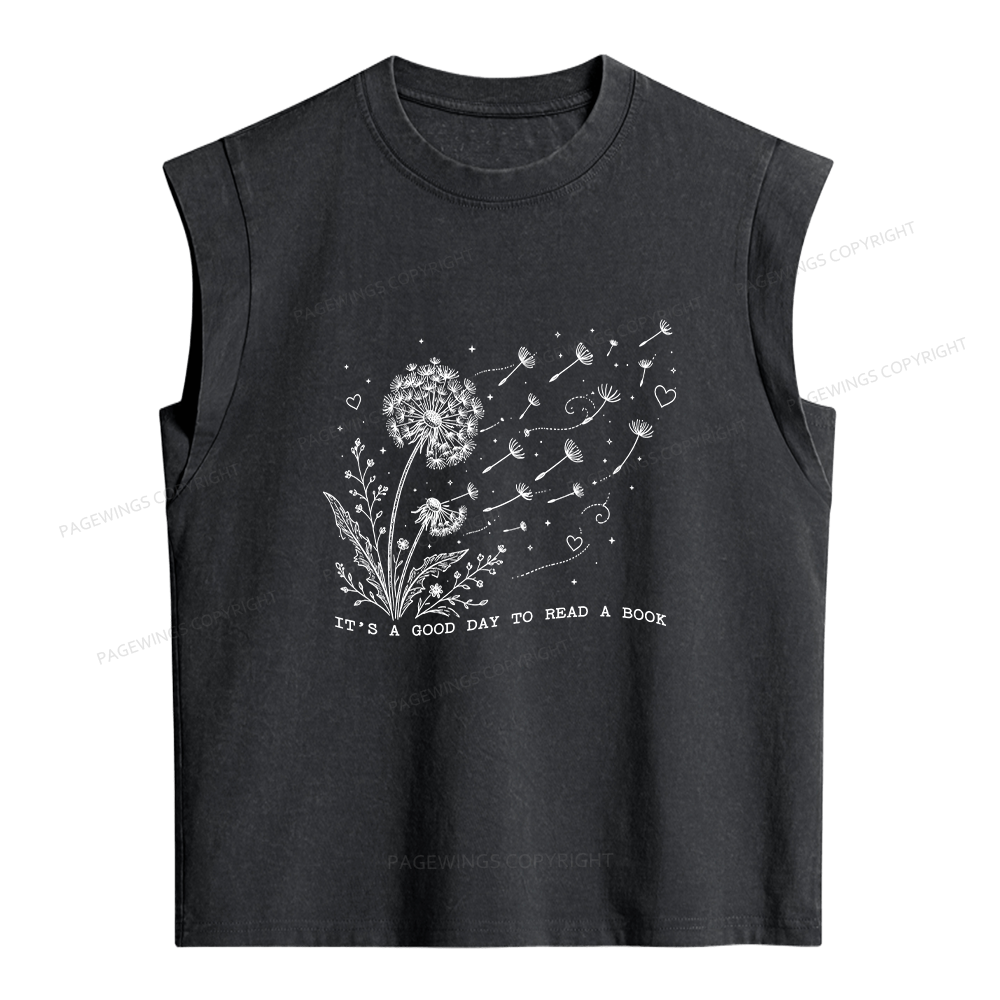Pagewings It’s a Good Day to Read a Book Women's Washed Tank Top