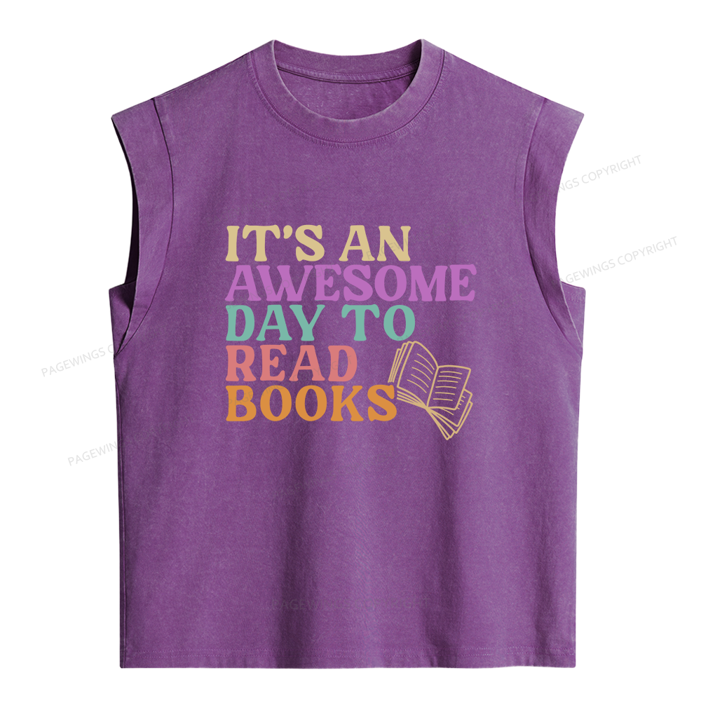 Pagewings Awesome Day To Read A Book Women's Washed Tank Top