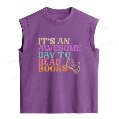 Pagewings Awesome Day To Read A Book Women's Washed Tank Top