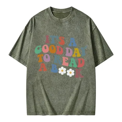 Pagewings It's A Good Day To Read A Book Unisex Washed T-shirt