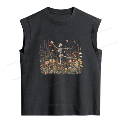 Pagewings Skeleton Reading Women's Washed Tank Top
