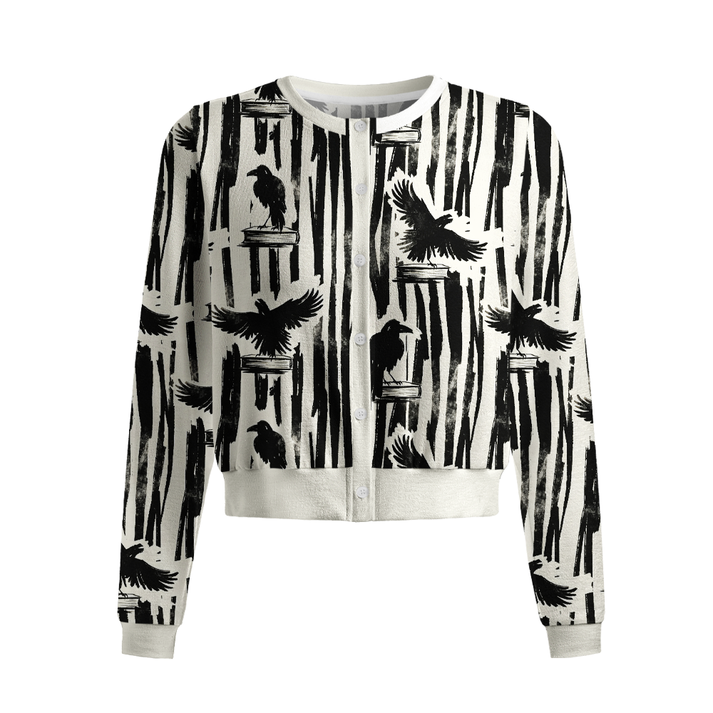 Pagewings Reading Crow Cardigan Sweaters