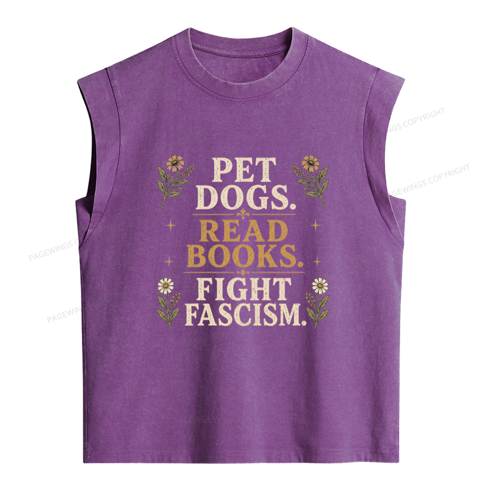 Pagewings Fascism Book Lover Women's Washed Tank Top