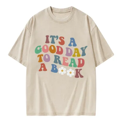 Pagewings It's A Good Day To Read A Book Unisex Washed T-shirt