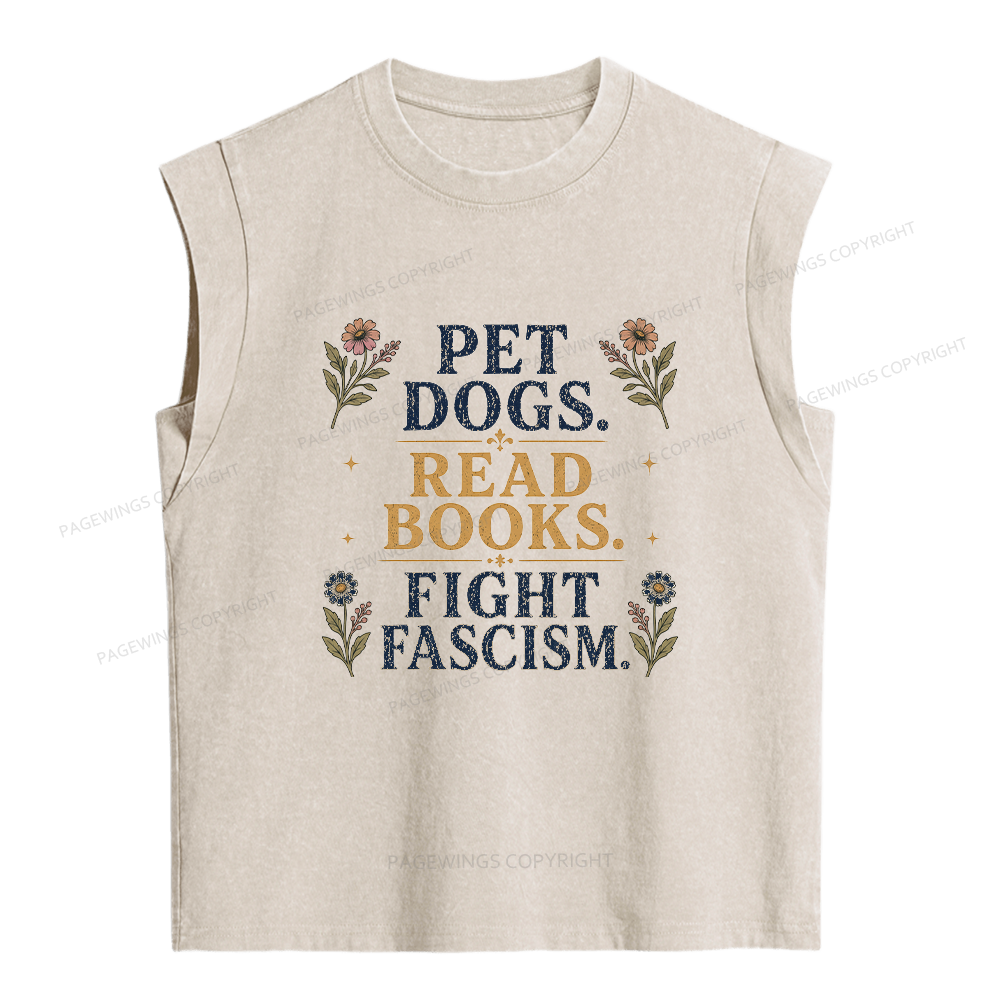 Pagewings Fascism Book Lover Women's Washed Tank Top