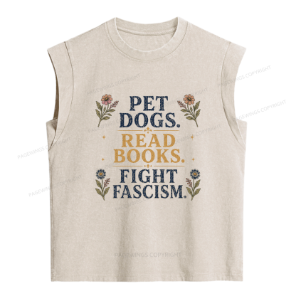Pagewings Fascism Book Lover Women's Washed Tank Top