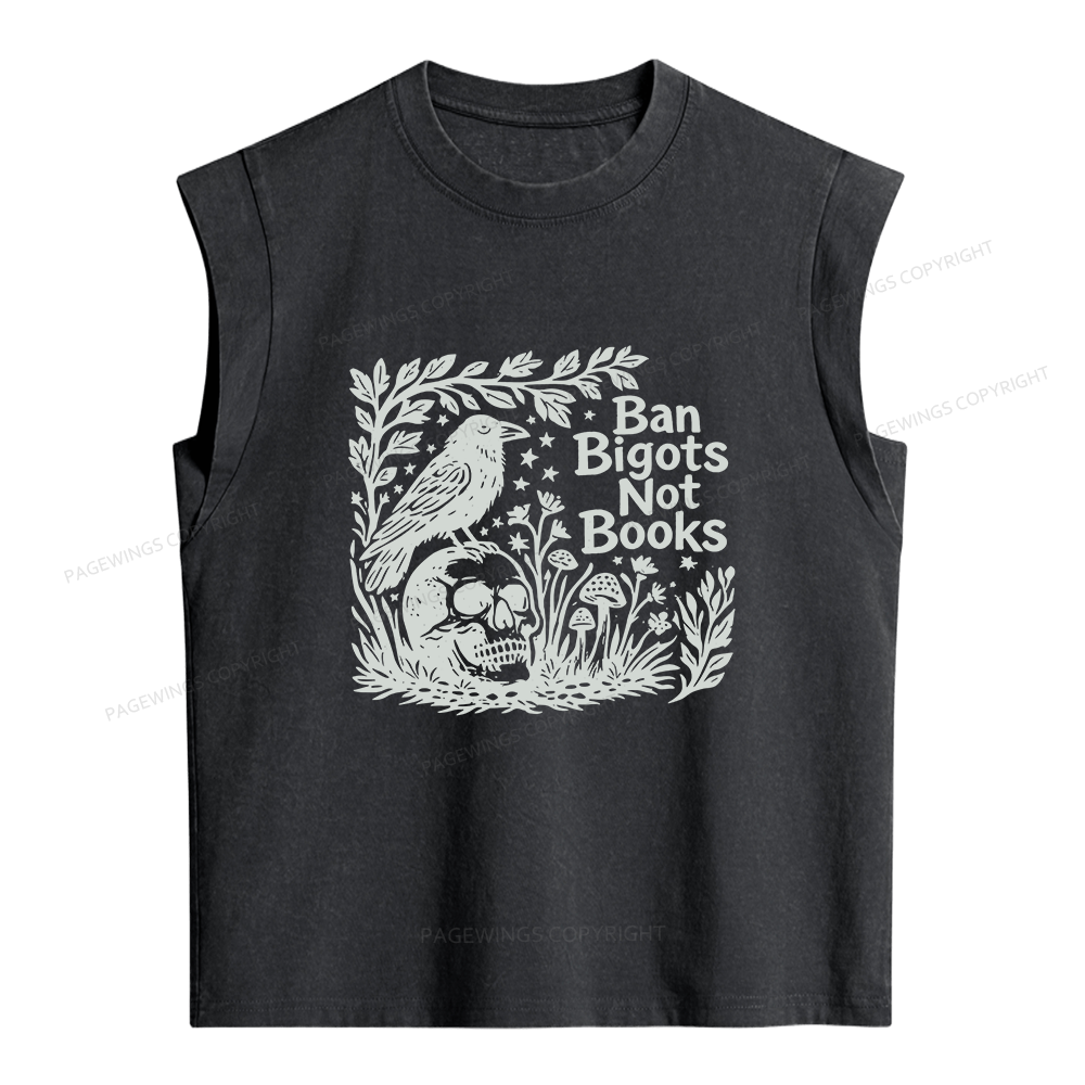 Pagewings Ban Bigots Not Books Women's Washed Tank Top