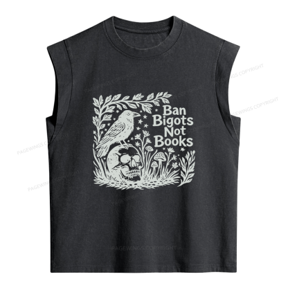 Pagewings Ban Bigots Not Books Women's Washed Tank Top