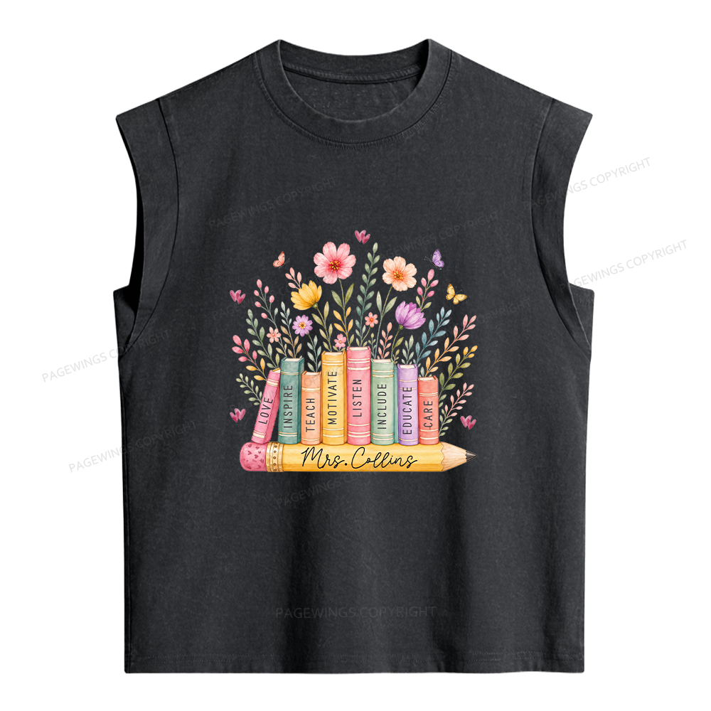 Pagewings Personalized Teacher Women's Washed Tank Top